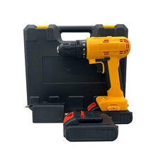 Load image into Gallery viewer, Aedavey 20V Cordless Drill, 18 Position Clutch Drill with 22 Pieces Drill Set, 3/8in Keyless Chuck Power Drill with 2 Batteries and Charger, Yellow Driller Set