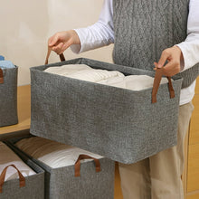 Load image into Gallery viewer, Kibhous 3 Pcs Fabric Storage Bins, 25L Foldable Storage Cubes with Steel Frame Support, Foldable Wardrobe Storage Box Pocket, Dark Gray