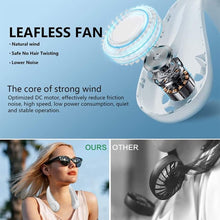 Load image into Gallery viewer, MOVSOU Portable Neck Fans, Hands Free Bladeless Fan, 4000 mAh Battery Operated Wearable Personal Fan, Neck Fan Rechargeable, USB Powered Desk Fan,3 Speeds-White