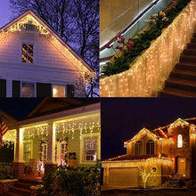 Load image into Gallery viewer, Uncahome 99ft Christmas Icicle Lights, Curtain Fairy Icicle String Lights with 228 Drops, Led Christmas Twinkle Lights for Holiday, Party, Christmas Decorations, Yellow