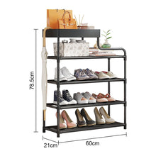 Load image into Gallery viewer, 5-Tier Free Standing Shoe Rack, 30.9 Inches Shoe Shelf, Entryway Shoe Organizer Storage Cabinet, with 4 Fabric Shelves and Storage Top for Bags or Shoes, Black