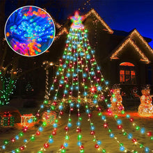 Load image into Gallery viewer, Christmas Lights with Star, 350 LED Christmas String Lights 25.8FT Star Waterfall Lights Christmas Fairy Lights with 8 Modes for Outdoor & Indoor Decoration, Multicolor
