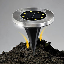 Load image into Gallery viewer, Cowin 8 Pack Solar Ground Lights 8 LED Solar Lights Outdoor Solar Powered Garden Lights Waterproof in-Ground Disk Lights for Patio Pathway Garden Lawn Yard Driveway Deck Walkway