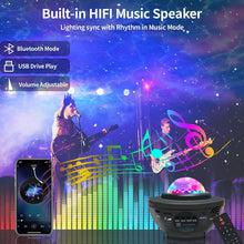 Load image into Gallery viewer, Star Projector Galaxy Light Projector with Remote & Bluetooth Speaker, Multiple Colors Dynamic Projections Star Night Light Projector for Kids Adults Bedroom, Space Lights for Bedroom Decor Aesthetic