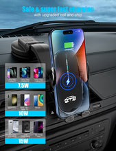 Load image into Gallery viewer, Wireless Car Charger, 15W Fast Charging Auto Clamping Car Charger Phone Mount, Windshield Dashboard Air Vent Car Phone Holder, Fit for iPhone, Samsung, Etc