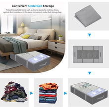 Load image into Gallery viewer, 2 Pcs 90L + 1 Piece 32L Large Underbed Storage Bags Organizer Container with Zippers, Foldable Under Bed Storage Organizers for Comforters, Foldable Storage Bags with Clear Window, Grey