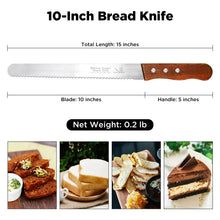 Load image into Gallery viewer, Swtroom 10 inch Bread Knife Serrated Knife Sharp Wavy Edge Bread Cutter Stainless Steel for Slicing Homemade Bread Bagels Cake