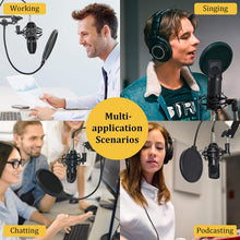 Load image into Gallery viewer, MOVSOU Condenser Microphone Computer Mic Kit Professional Studio Recording Bundle for Streaming Gaming Broadcasting Singing Videos with Arm Stand Shock Mount Pop Filter and Sound Adapter