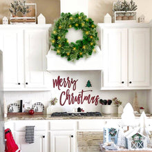 Load image into Gallery viewer, 24 Inch Pre Lit Artificial Christmas Wreath With 40 LED Warm Yellow Lights And 140 PVC Tree Branch Tips With Timing Function, Green