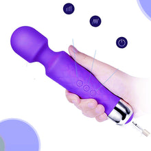 Load image into Gallery viewer, Mighty Rock Personal Massager Wand Massager Powerful with 20 Vibrating Patterns 8 Speeds Body Massager Cordless USB Rechargeable for Back Neck Shoulder Sports Recovery, Purple