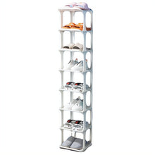 Load image into Gallery viewer, Mighty Rock 8 Tiers Flexible Combination Shoe Rack, Shoe Organizer for Closet, Free Standing Small Shoe Shelf Plastic Stackable Shoe Rack Storage Organizer White