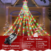 Load image into Gallery viewer, Christmas Lights with Star, 350 LED Christmas String Lights 25.8FT Star Waterfall Lights Christmas Fairy Lights with 8 Modes for Outdoor & Indoor Decoration, Multicolor