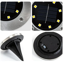 Load image into Gallery viewer, Cowin 8 Pack Solar Ground Lights 8 LED Solar Lights Outdoor Solar Powered Garden Lights Waterproof in-Ground Disk Lights for Patio Pathway Garden Lawn Yard Driveway Deck Walkway