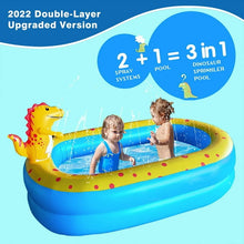 Load image into Gallery viewer, Movsou Inflatable Dinosaur Pool for Kids kid pool Kiddie Pool 67"x 41"x 32"H Indoor&Outdoor Kids Swimming for Ages 2+ Blue