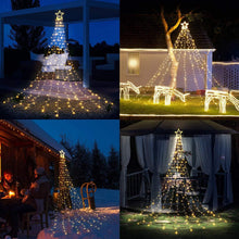 Load image into Gallery viewer, Funsmile Christmas Outdoor Star Lights Waterfall Tree Lights 344 LED 10Ft 12" Topper Star for Lawn Yard Garden Holiday Xmas New Year Warm White