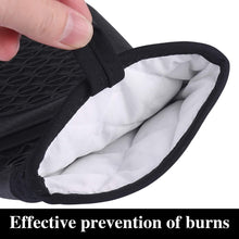 Load image into Gallery viewer, Silicone Oven Mitts Heat Resistant Oven Gloves to 446℉ Non-Slip with Quilted Liner Mitts for Cooking Baking and BBQ, Black