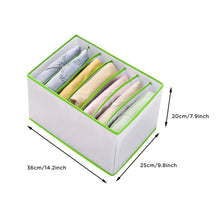 Load image into Gallery viewer, 3 Pcs Foldable Closet Organizers, Wardrobe Clothes Organizer, 7 Grids Closet Organizers and Storage, Drawer Organizer Storage for Jeans, T-Shirts, Underwear, Linen Organizer, Green