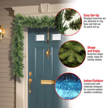 Load image into Gallery viewer, 9ft Christmas Garland with 50 Waterproof LED Light Prelit Full Clear Battery Operated Garland 340 Branches Christmas Decoration for Xmas Holiday & Party