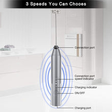 Load image into Gallery viewer, Milk Frother Wand Drink Mixer - Durable Handheld Milk Frother Electric Whisk - Easy-Clean Stainless Steel Frother Wand & Mini Blender - Electric Coffee Frother for Milk Coffee Lattes