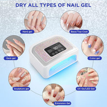 Load image into Gallery viewer, Maraawa UV LED Nail Lamp, 120W Rechargeable Cordless Nail Lamp, 4 Timer Modes with Crystal Diamonds,White