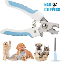 Load image into Gallery viewer, Pet Nail Clippers with Rubbing Burr Suit Dogs Claw Care Trimmer - Razor Sharp Blades - Cats Grooming Nail Cutter for All Pets (White and Blue)