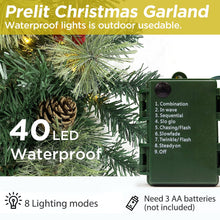 Load image into Gallery viewer, Christmas Garland Pre-Lit Artificial Green with Pine Cones Berry Clusters 40 Lights 6ft for Winter Christmas Indoor Outdoor New Year Xmas Decorations