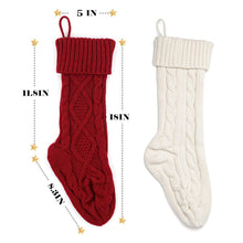 Load image into Gallery viewer, Christmas Stockings Large Knitted Stocking Ivory White Burgundy Solid Color 18'' 2 Pack for Family Xmas Holiday Party Decoration