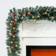 Load image into Gallery viewer, 2 Pcs 6ft Pre-Lit Christmas Garland, with 40 Waterproof LED Light and Pine Cones and Berries, Battery Operated Garland 200 Branches Christmas Decoration for Xmas Holiday & Party
