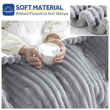 Load image into Gallery viewer, Heated Blanket Electric Throw, 50"x60" Heating Blanket Throw, 6 Heat Levels & 1-8 Hours Auto-off over-Heat Protection, Ribbed Flannel to Sherpa, Machine Washable, Dark Gray