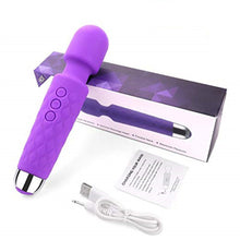 Load image into Gallery viewer, Mighty Rock Personal Massager Wand Massager Powerful with 20 Vibrating Patterns 8 Speeds Body Massager Cordless USB Rechargeable for Back Neck Shoulder Sports Recovery, Purple