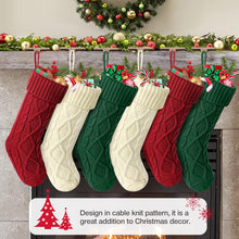 Load image into Gallery viewer, 6 Pack Knit Christmas Stockings, 18" Cable Knitted Stocking Decorations Xmas Rustic Farmhouse Stocking for Family Holiday Season, Burgundy, Ivory White, Green