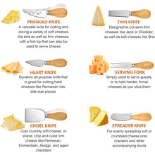 Load image into Gallery viewer, Cheese Knives Set Cheese Spreader Slicer Cheese Cutter Cheese Fork Cheese Spreading Knife for Charcuterie Boards Cutlery Gift Set 6 Pieces Cheese Knife Utensils Set
