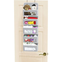 Load image into Gallery viewer, Movsou Over The Door Pocket Organizer Fabric Hanging Closet Clear Window Storage Bag with Mental Hooks Gray for Pantry Baby Nursery Bathroom Closet Dorm, Gray