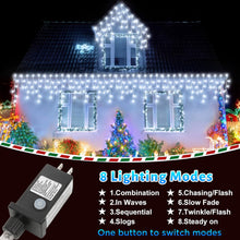 Load image into Gallery viewer, Uncahome 99ft Christmas Icicle Lights, Curtain Fairy Icicle String Lights with 228 LEDs, Christmas Twinkle Lights for Holiday, Party, Christmas Decorations, White
