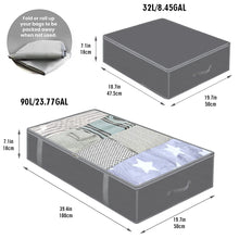 Load image into Gallery viewer, 2 Pcs 90L + 1 Piece 32L Large Underbed Storage Bags Organizer Container with Zippers, Foldable Under Bed Storage Organizers for Comforters, Foldable Storage Bags with Clear Window, Grey