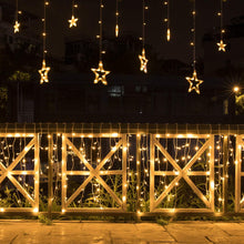 Load image into Gallery viewer, Christmas Lights Outdoor Decorations 400 LED 33ft 8 Modes Curtain Fairy String Light with 75 Drops, Clear Wire LED String Light Indoor Decor for Wedding Party Christmas Decorations Warm White