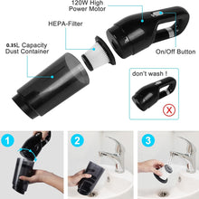 Load image into Gallery viewer, Cowin Portable Car Vacuum Cleaner: High Power Cordless Handheld Vacuum - 120W - Best Car & Auto Accessories Kit for Detailing and Cleaning Car Interior Home Car Dual Purpose (Black)