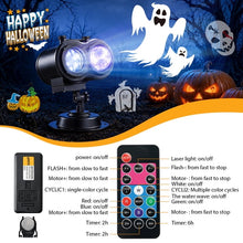 Load image into Gallery viewer, Movsou Halloween Outdoor Projector Lights, Upgraded Holiday Projectors,16 HD Slides LED Waterproof Light (Ocean Wave & Patterns) for Outside Home Party Xmas Decor