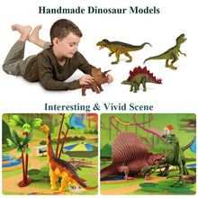 Load image into Gallery viewer, Dinosaur Toys with Play Mat & Trees for Toddlers, Realistic Jurassic Dinosaur Figures to Create a Dino World Includes 9 Kinds of Dinosaurs, Gift for Toddlers Boys & Girls (Age 3+)