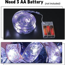 Load image into Gallery viewer, Christmas Ribbon Lights 2Pack 16FT 100 LED Lights Christmas Tree Decorations String Lights Ribbon Bows Lights for Party Weddings Holiday ,Christmas Gift Christmas Tree Decorations (Sliver Cold Light )