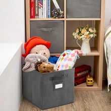 Load image into Gallery viewer, Kibhous 6 Pcs Foldable Storage Box, 10 * 10 * 11 Inch Fabric Storage Bins, Fabric Closet Organizers with Label Pocket, Cube Storage Bin Suitable for Family Bedroom Office, Gray