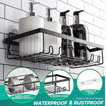 Load image into Gallery viewer, 5-Pack Shower Caddy, Adhesive Shower Organizer for Bathroom Storage & Kitchen, No Drilling, Rustproof Stainless Steel Bathroom Organizer, Shower Shelves for Inside Shower, Black