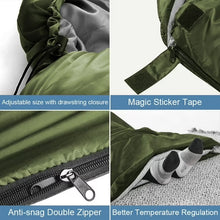 Load image into Gallery viewer, COWIN Sleeping Bags for Adults Backpacking Lightweight Waterproof 41℉-59℉ for Camping Hiking Outdoor Travel with Compression Bags 3.52lb , Military Green
