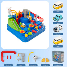 Load image into Gallery viewer, Kids Race Track Car Adventure Toy for Toddlers, Car Rescue Adventure Toys with 4 Mini Car 6 Buttons for 3-7 Years Old Boys Girls, Manually Operated Car Playset Education Toys for Kids Age 3+, Blue