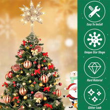 Load image into Gallery viewer, Funsmile Christmas Tree Topper Star 3D Hollow Metal Christmas Treetop Battery Operated with Light for Christmas Home Decoration 8in Silver