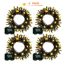 Load image into Gallery viewer, 4 Pack Christmas Tree String Lights Christmas Fairy Lights Warm White LED with 8 Modes Battery Operated Indoor Outdoor Waterproof Lights