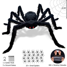 Load image into Gallery viewer, Funsmile Halloween Spider Decorations Set 5ft Giant Spider 16.4ft Spider Webs 20 Small Spiders Cotton Wool Yard Home Party Haunted Decor