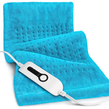 Load image into Gallery viewer, 12"x24" Double Sided Heating Pad for Lower Back Pain & Period Cramps Relief, Heat Pad with 3 Heat Settings for Neck & Shoulders, Heat Patches, Light blue