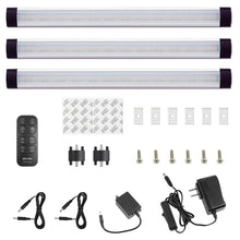 Load image into Gallery viewer, Kibhous 3 Pcs 12" Dimmable Under Cabinet Lights, 12W Under Counter LED Light Bar Linkable Kit with Dimmer Switch Kitchen, Counter Showcase, Shelf Lighting (3000K Warm White)