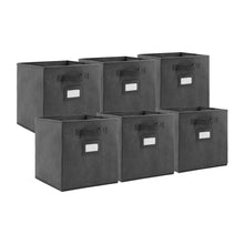 Load image into Gallery viewer, Kibhous 6 Pcs Foldable Storage Box, 10 * 10 * 11 Inch Fabric Storage Bins, Fabric Closet Organizers with Label Pocket, Cube Storage Bin Suitable for Family Bedroom Office, Gray